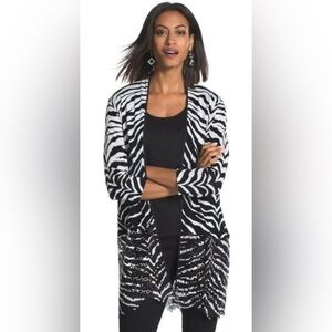 Chico's Black and White Zebra Cardigan Sweater